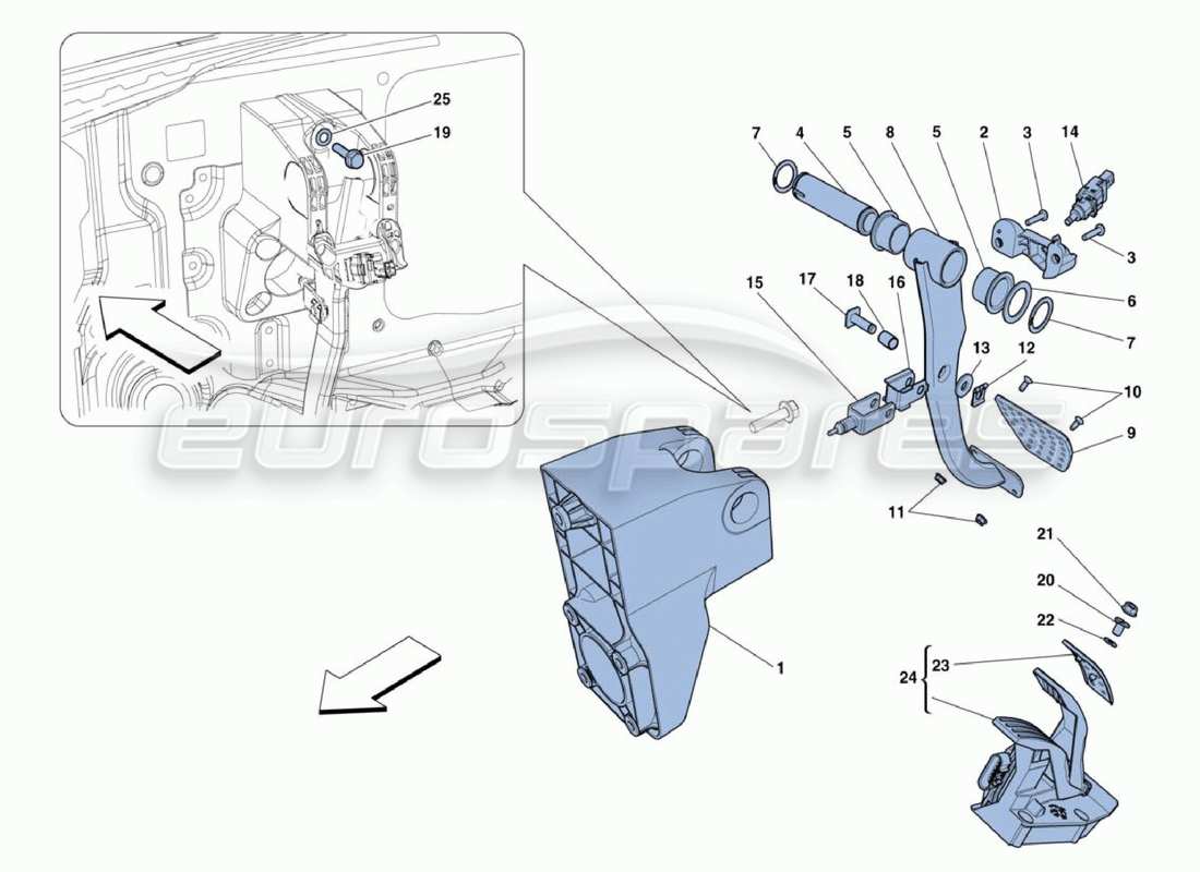 ferrari 488 challenge pedals part diagram