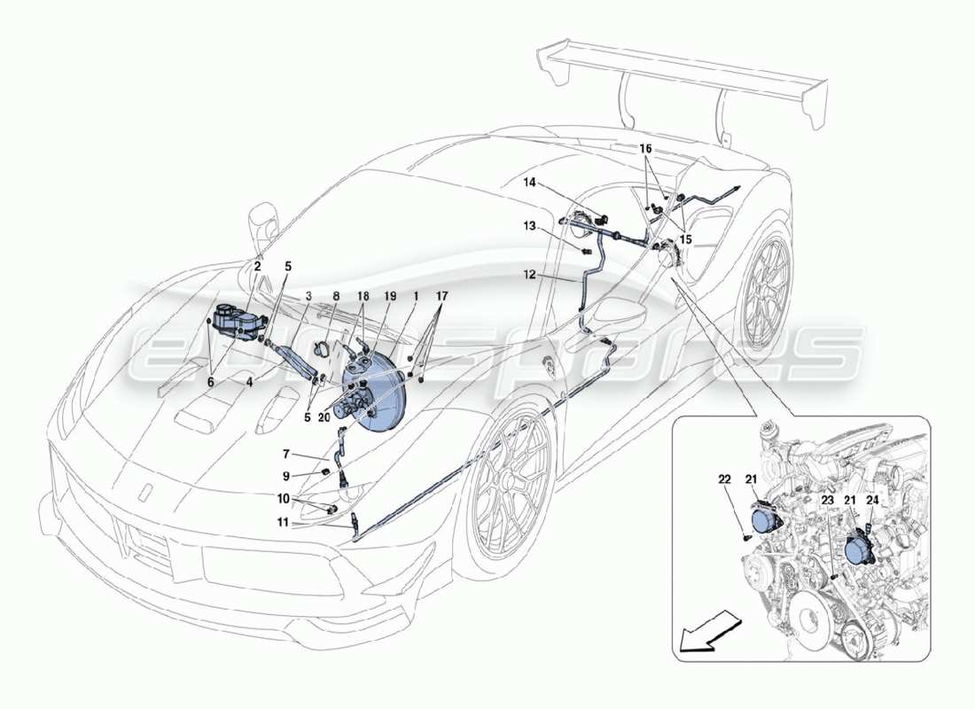 ferrari 488 challenge brake servo part diagram