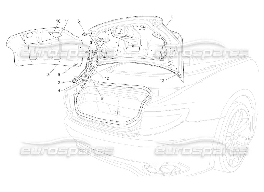 maserati grancabrio (2011) 4.7 rear lid part diagram