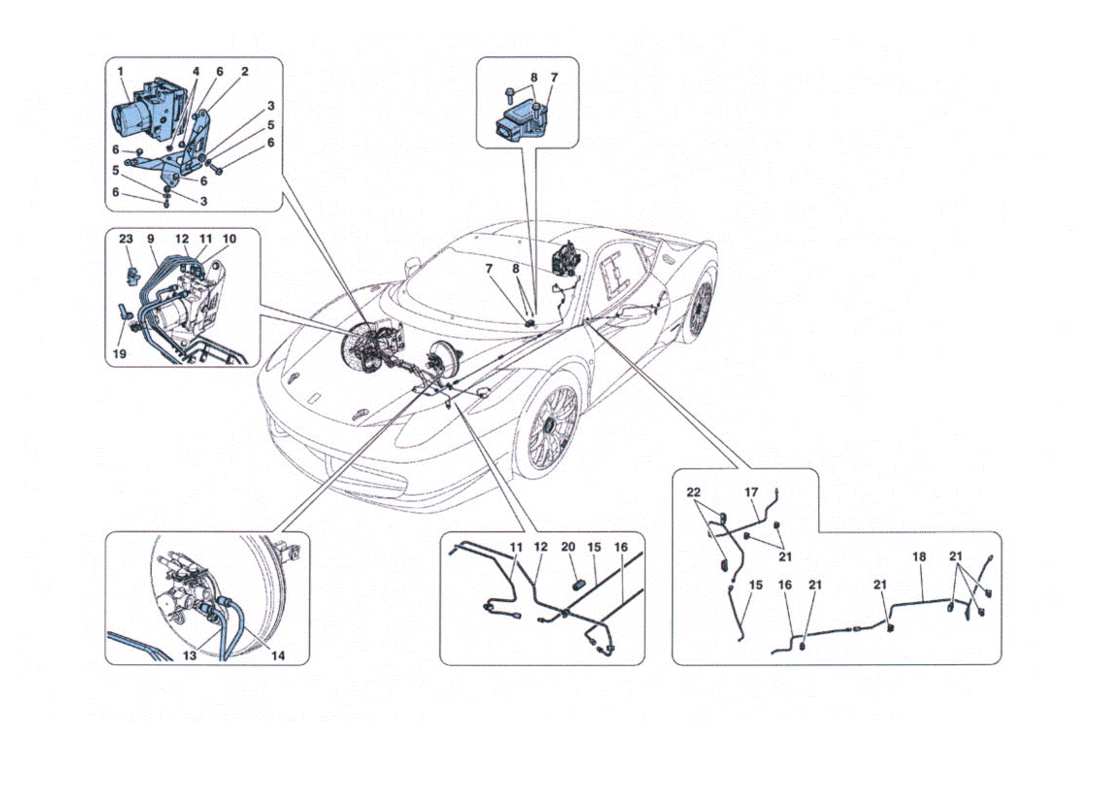 ferrari 458 challenge impianto frenante part diagram