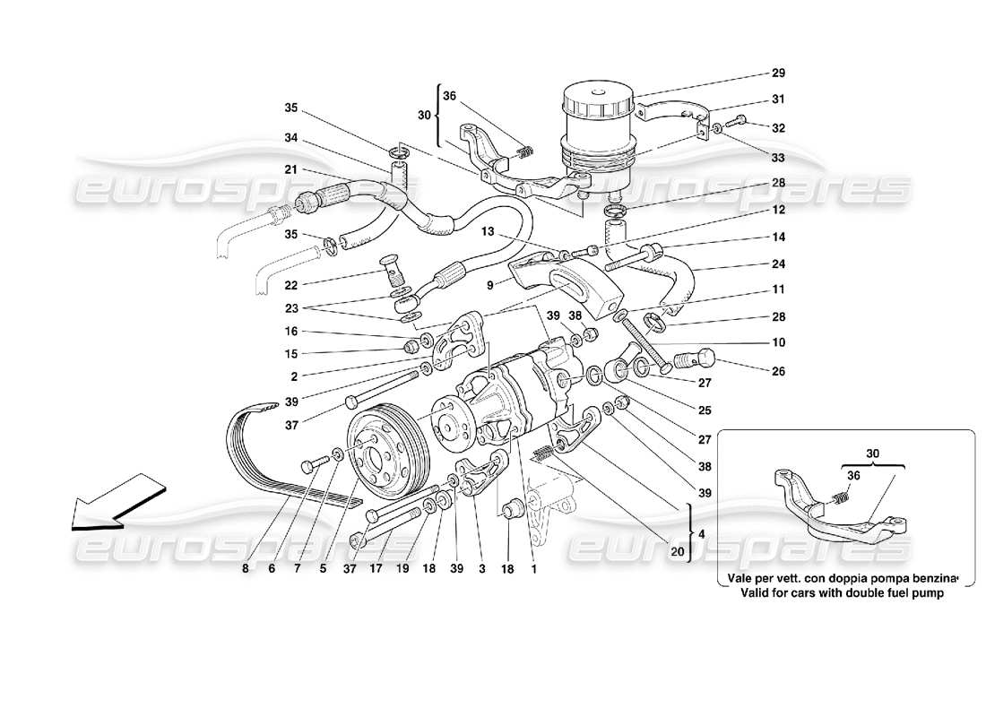 ferrari 355 (2.7 motronic) hydraulic steering pump part diagram