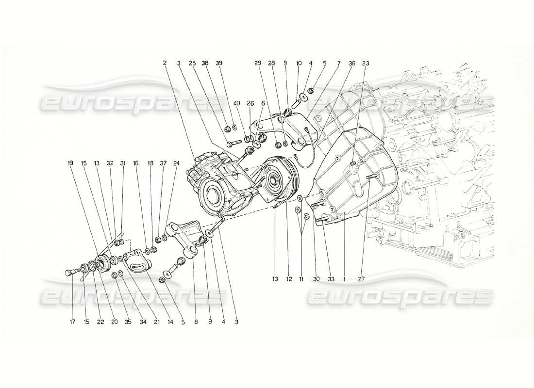 ferrari 308 gt4 dino (1976) air conditioning compressor and controls part diagram