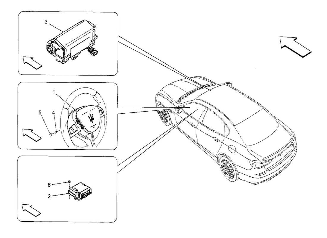 maserati qtp. v8 3.8 530bhp 2014 front airbag system part diagram