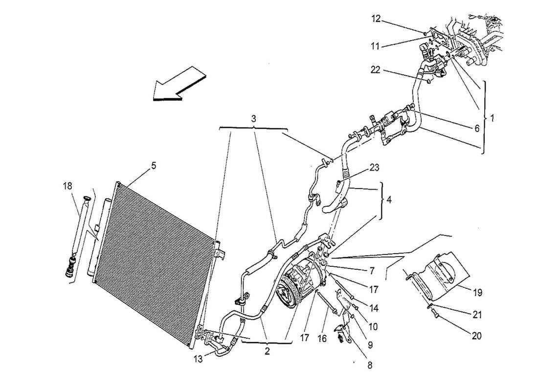 maserati qtp. v8 3.8 530bhp 2014 a c unit: engine compartment devices part diagram