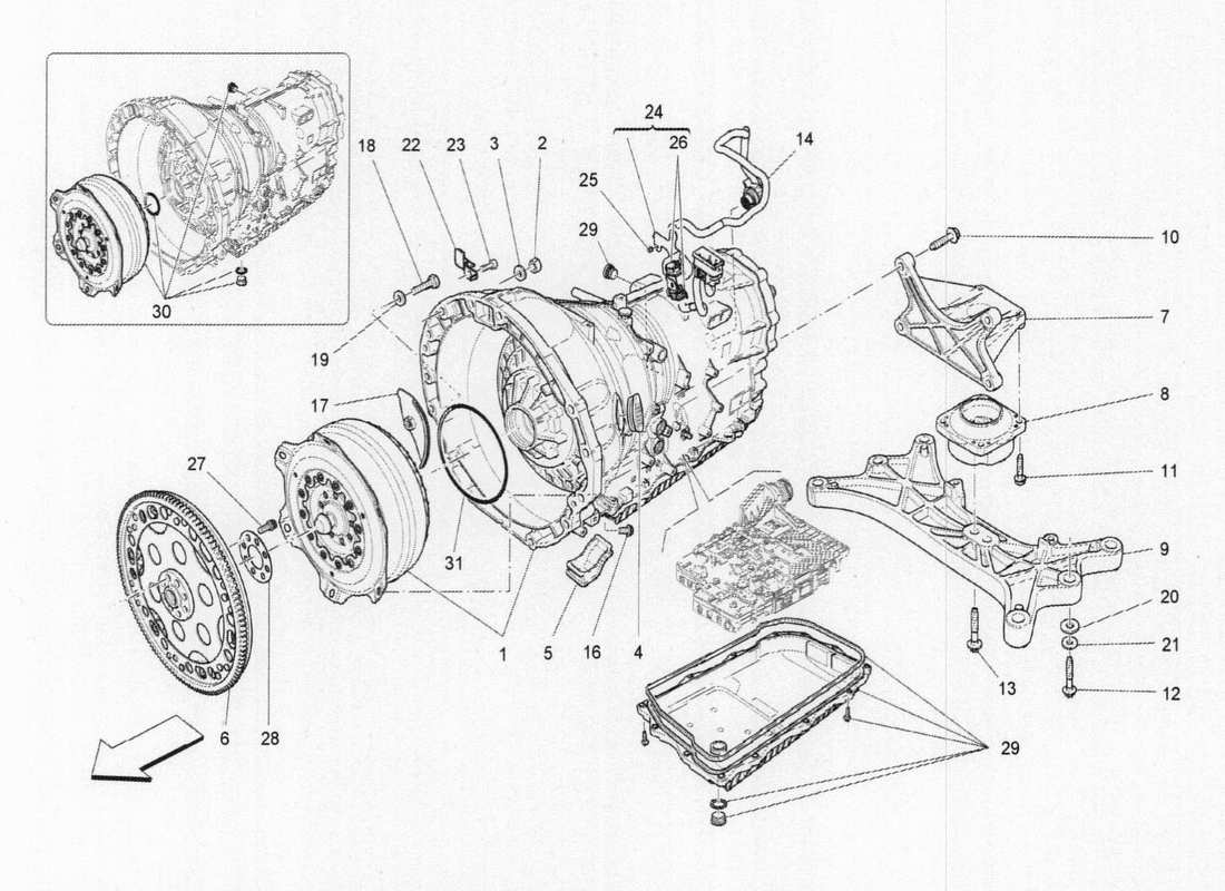 maserati qtp. v6 3.0 bt 410bhp 2015 gearbox housing part diagram