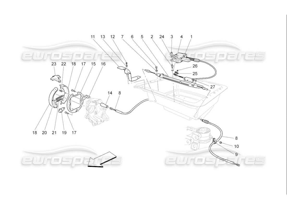 maserati qtp. (2010) 4.7 auto handbrake part diagram