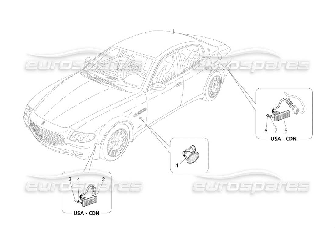 maserati qtp. (2007) 4.2 f1 side light clusters part diagram