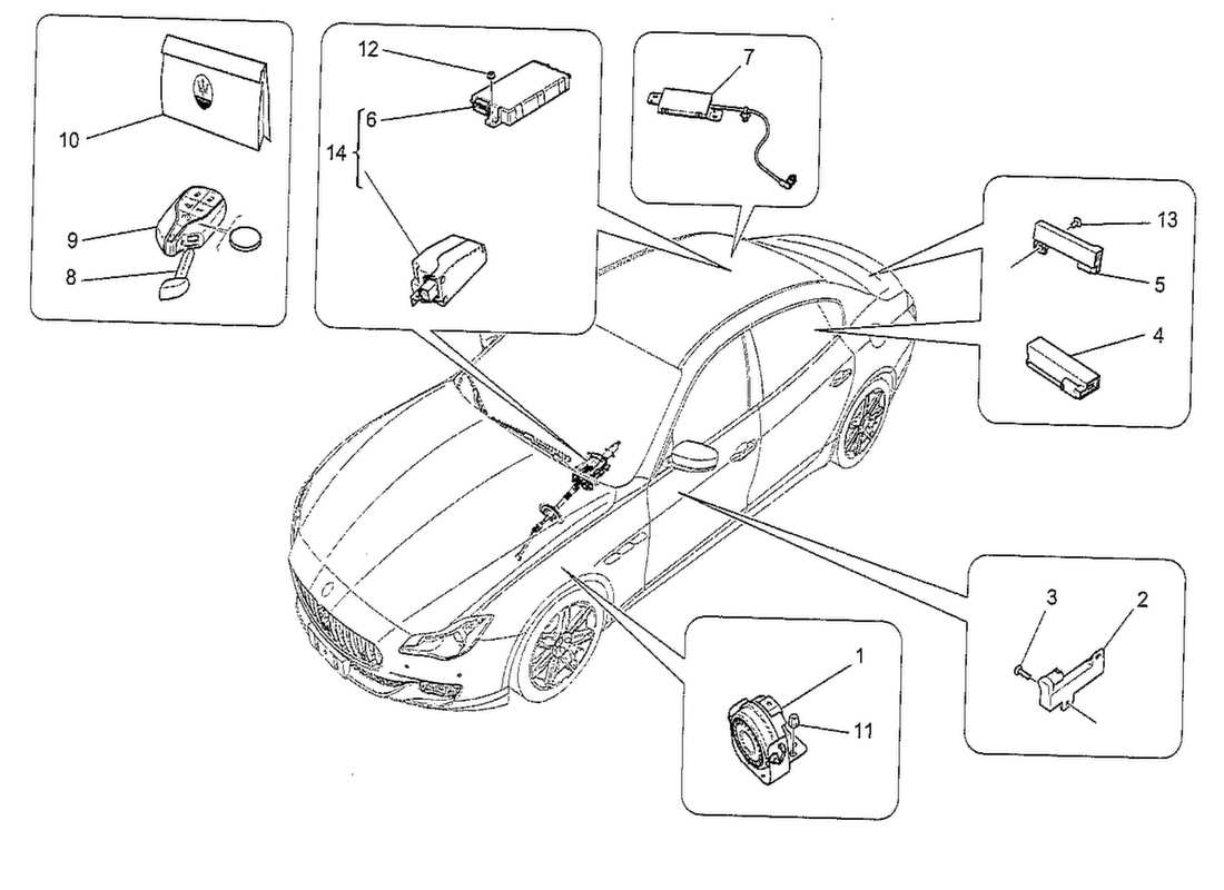 maserati qtp. v8 3.8 530bhp 2014 alarm and immobilizer system part diagram