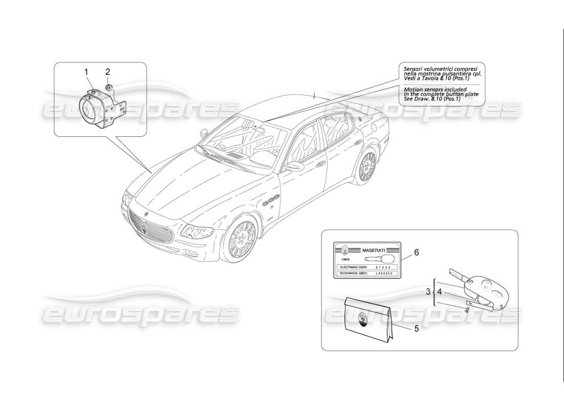 maserati qtp. (2007) 4.2 f1 alarm and immobilizer system part diagram