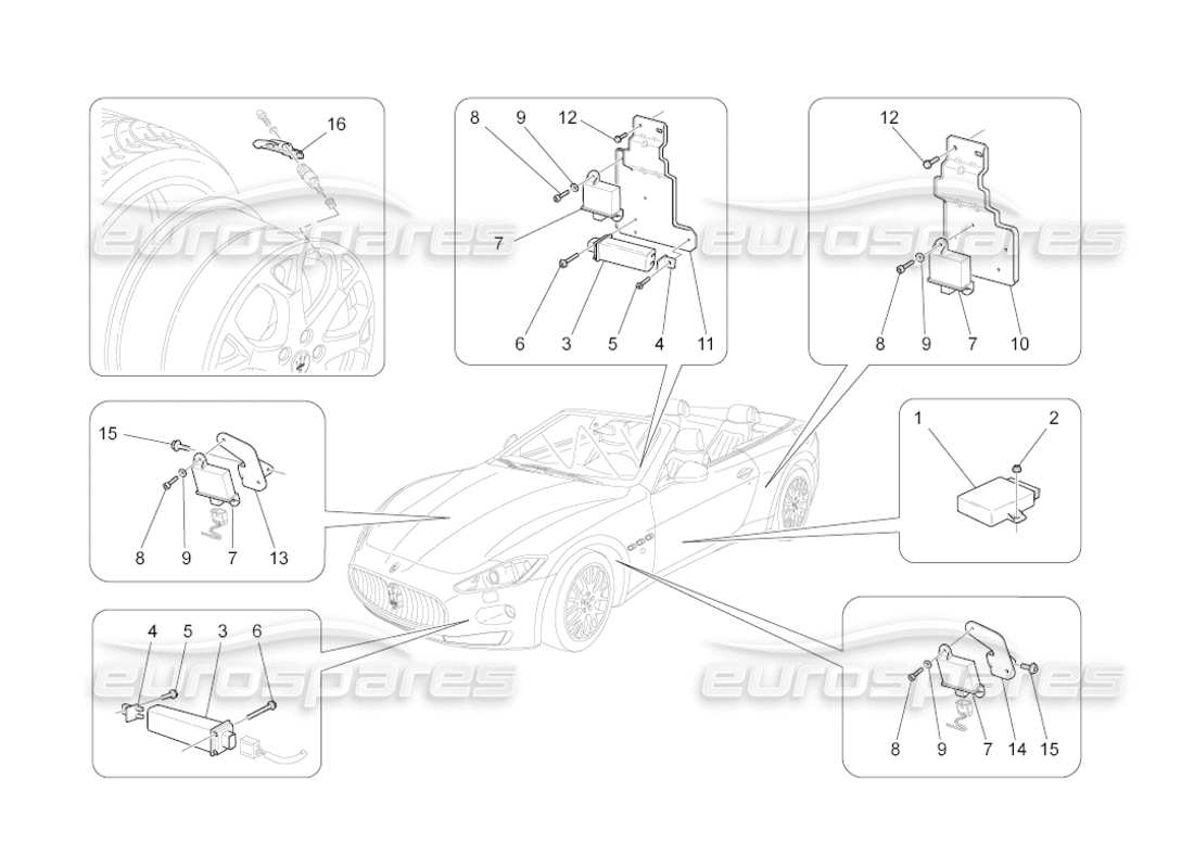 maserati grancabrio (2011) 4.7 tyre pressure monitoring system part diagram