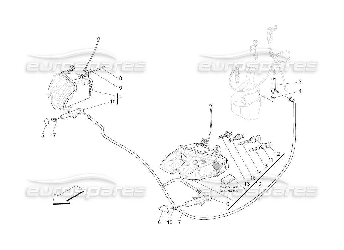 maserati qtp. (2007) 4.2 auto headlight clusters part diagram