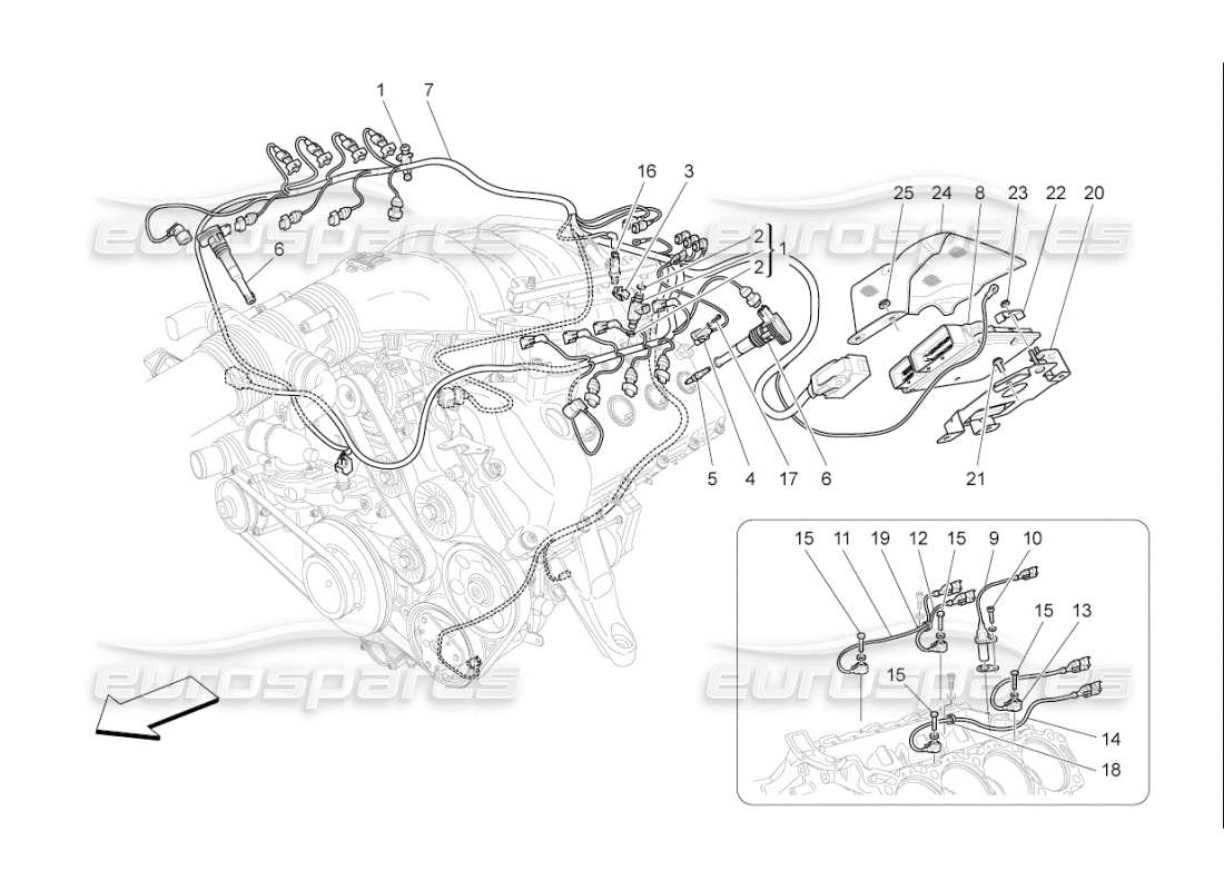 maserati qtp. (2010) 4.7 auto electronic control: injection and engine timing control part diagram