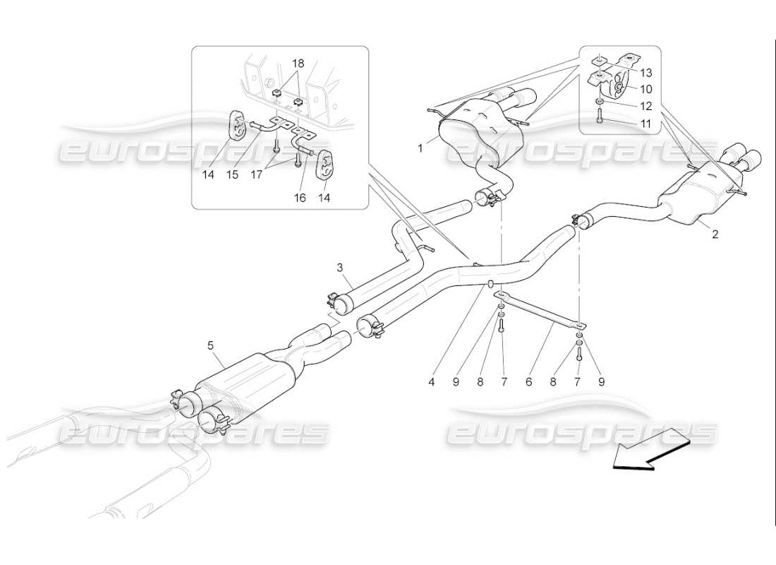 maserati qtp. (2010) 4.7 auto silencers part diagram