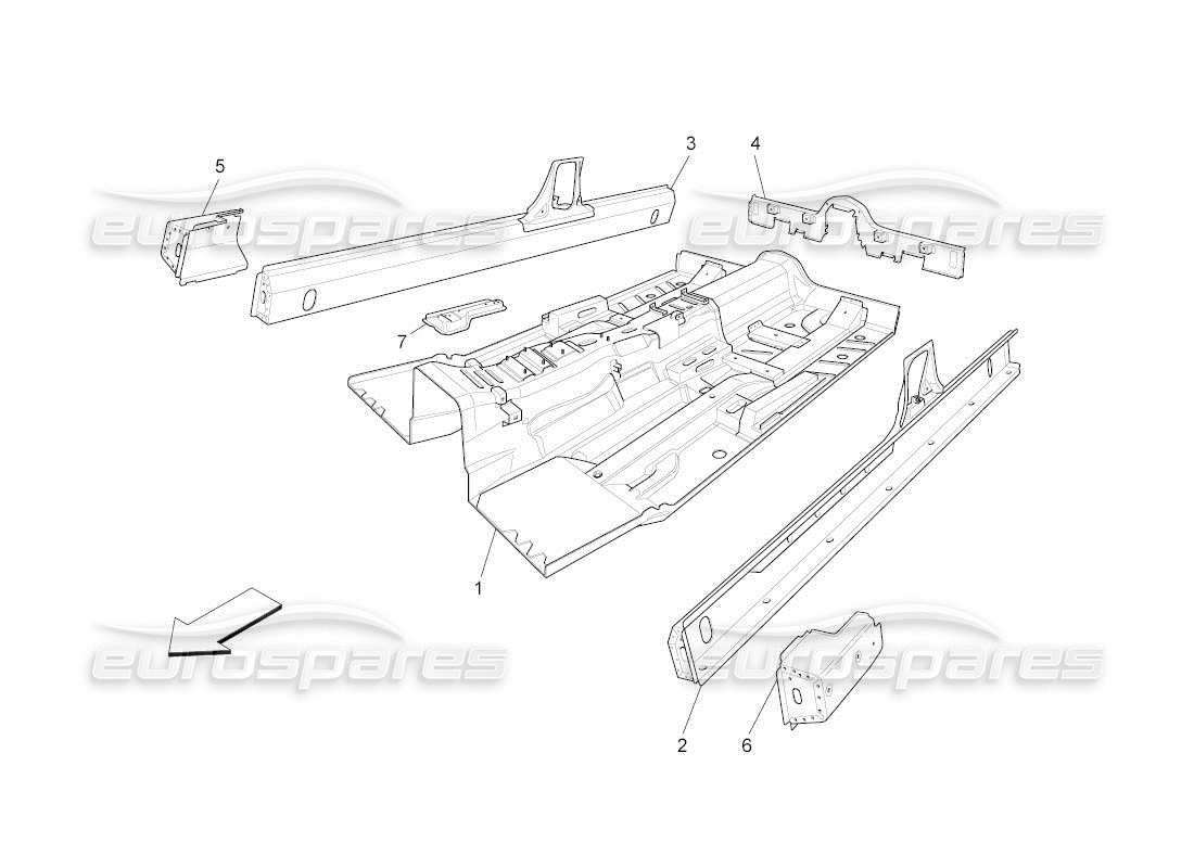 maserati qtp. (2011) 4.2 auto central structural frames and sheet panels part diagram