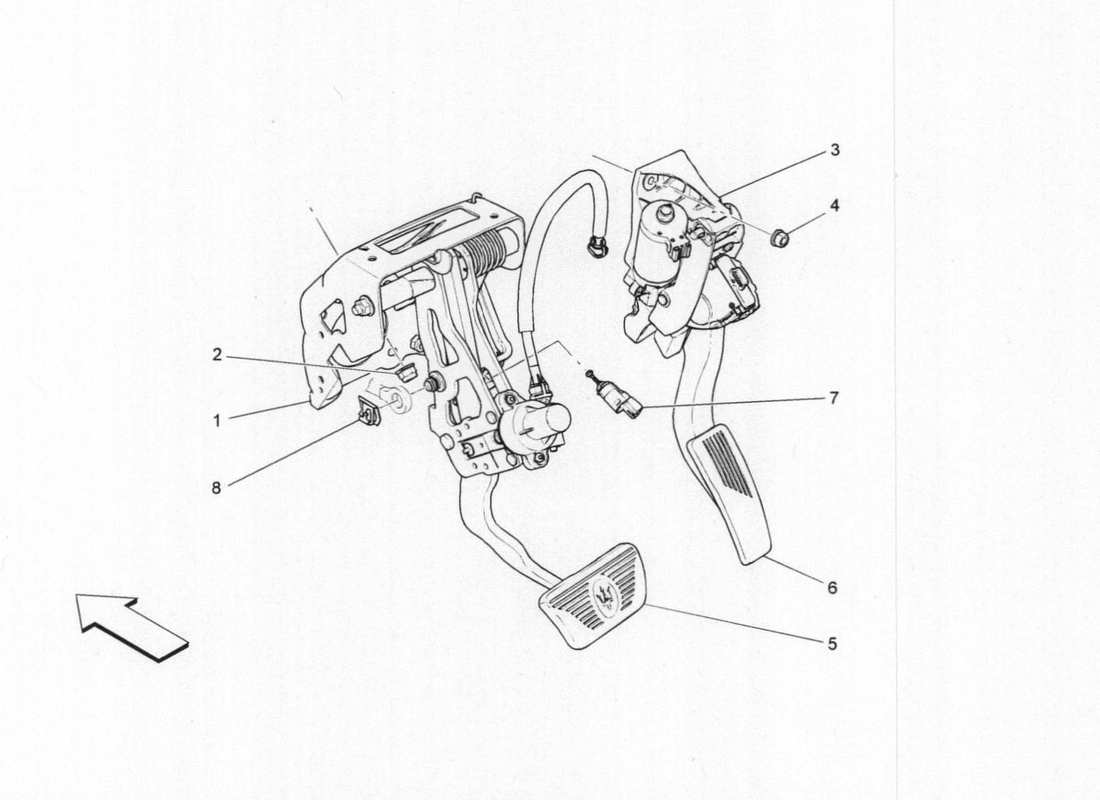 maserati qtp. v6 3.0 bt 410bhp 2015 pedals part diagram