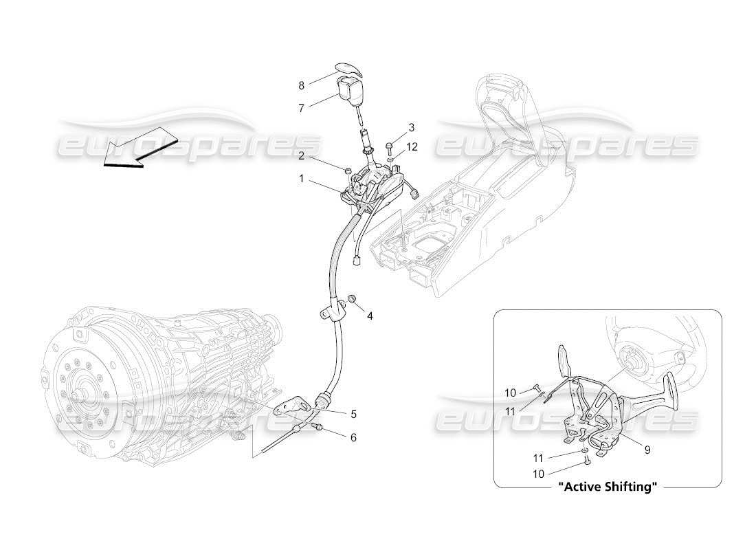 maserati qtp. (2011) 4.2 auto driver controls for automatic gearbox part diagram