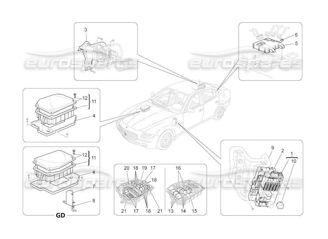 maserati qtp. (2011) 4.2 auto relays, fuses and boxes part diagram