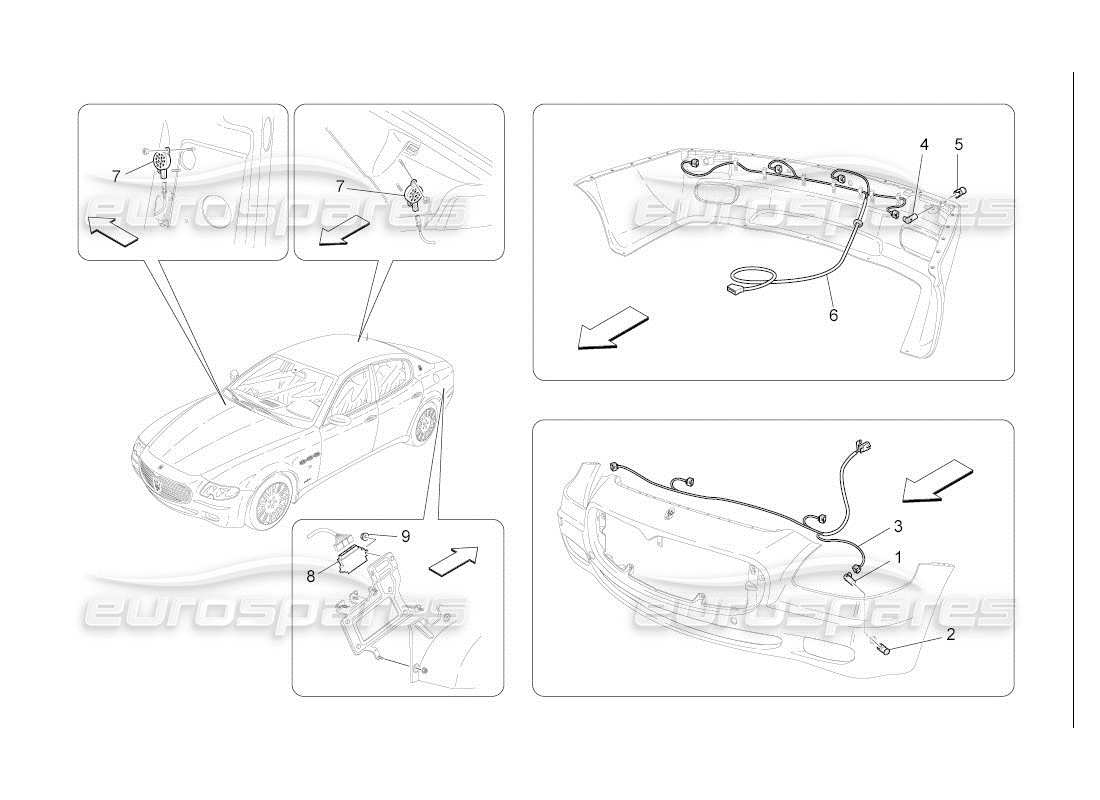 maserati qtp. (2007) 4.2 auto parking sensors part diagram