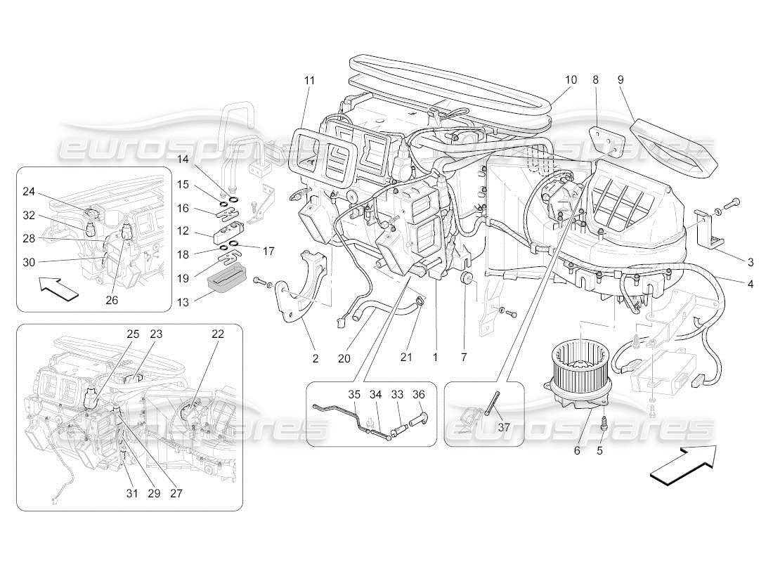 maserati qtp. (2011) 4.2 auto a c unit: dashboard devices part diagram