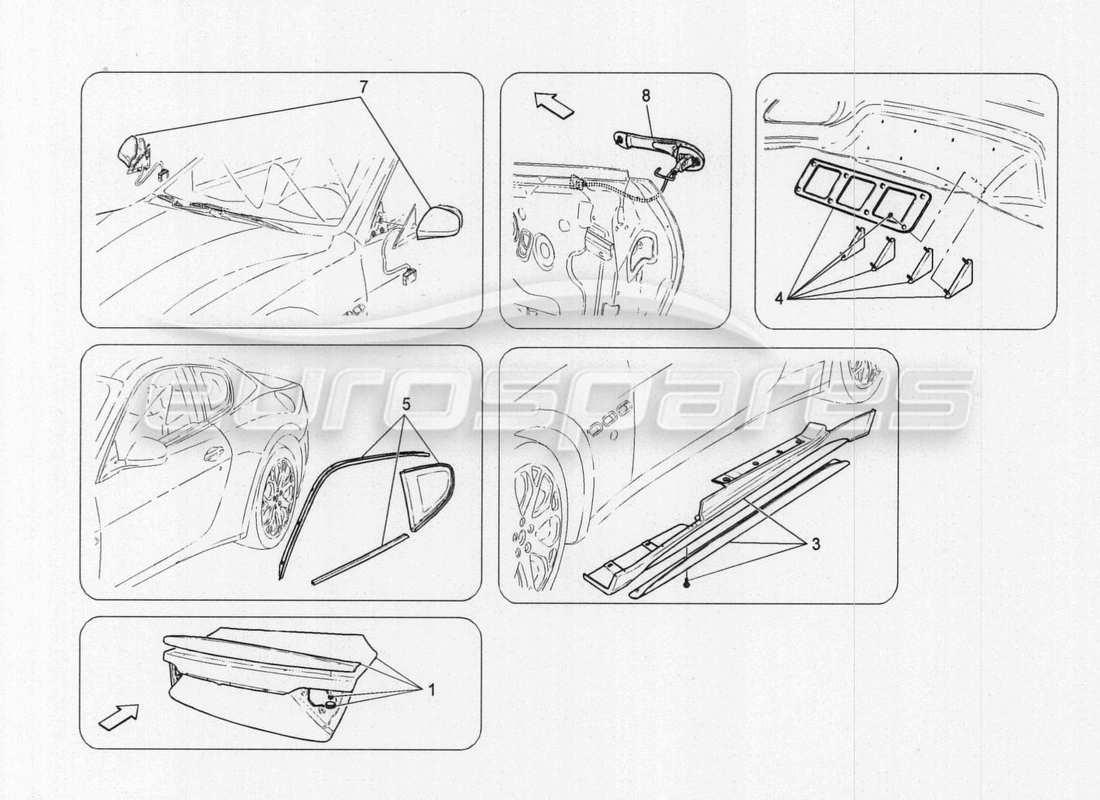 maserati granturismo special edition trims and covering panels part diagram