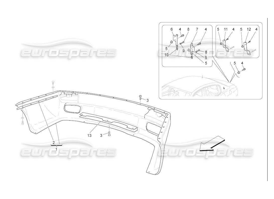 maserati qtp. (2007) 4.2 auto rear bumper part diagram