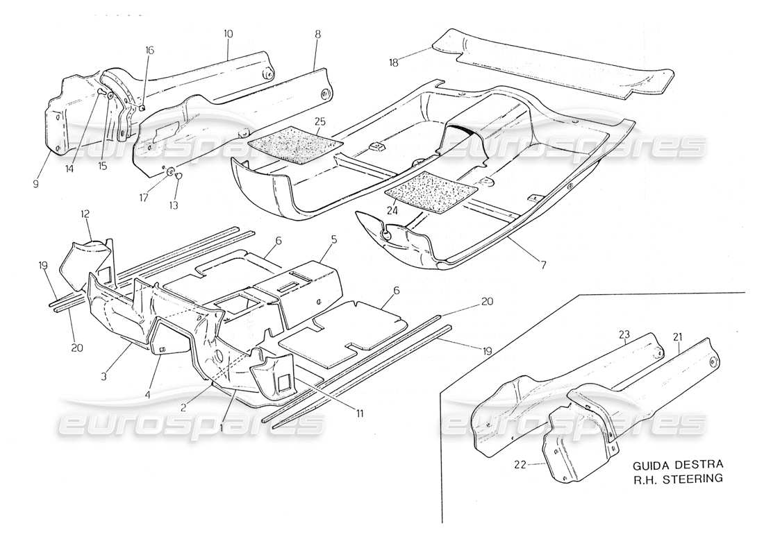 maserati 228 carpets and felts part diagram