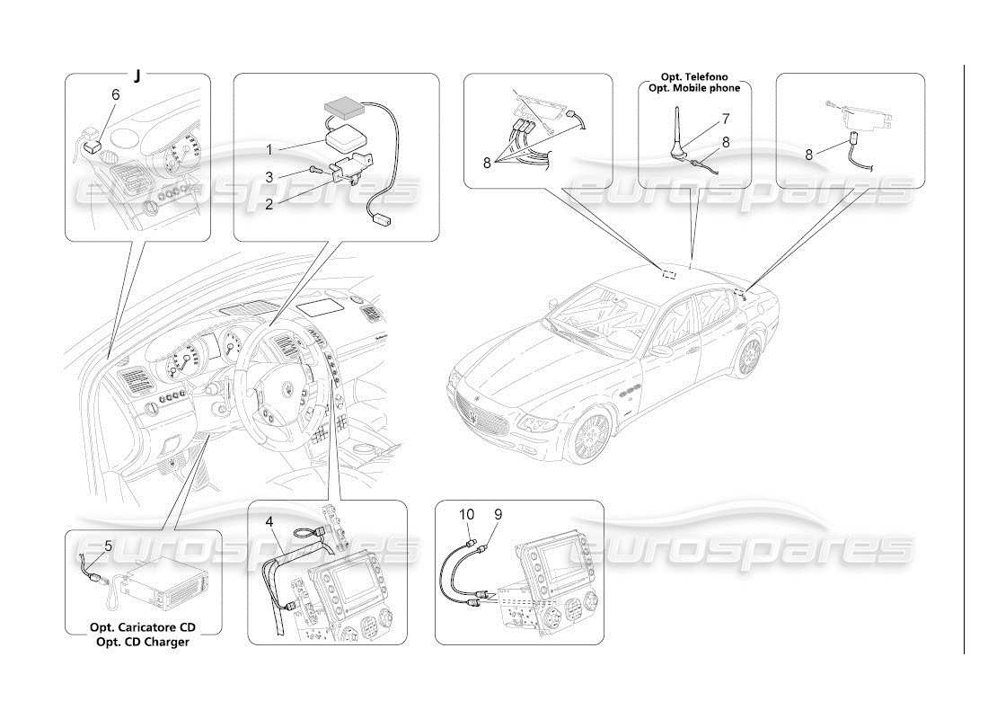 maserati qtp. (2007) 4.2 auto reception and connection system part diagram