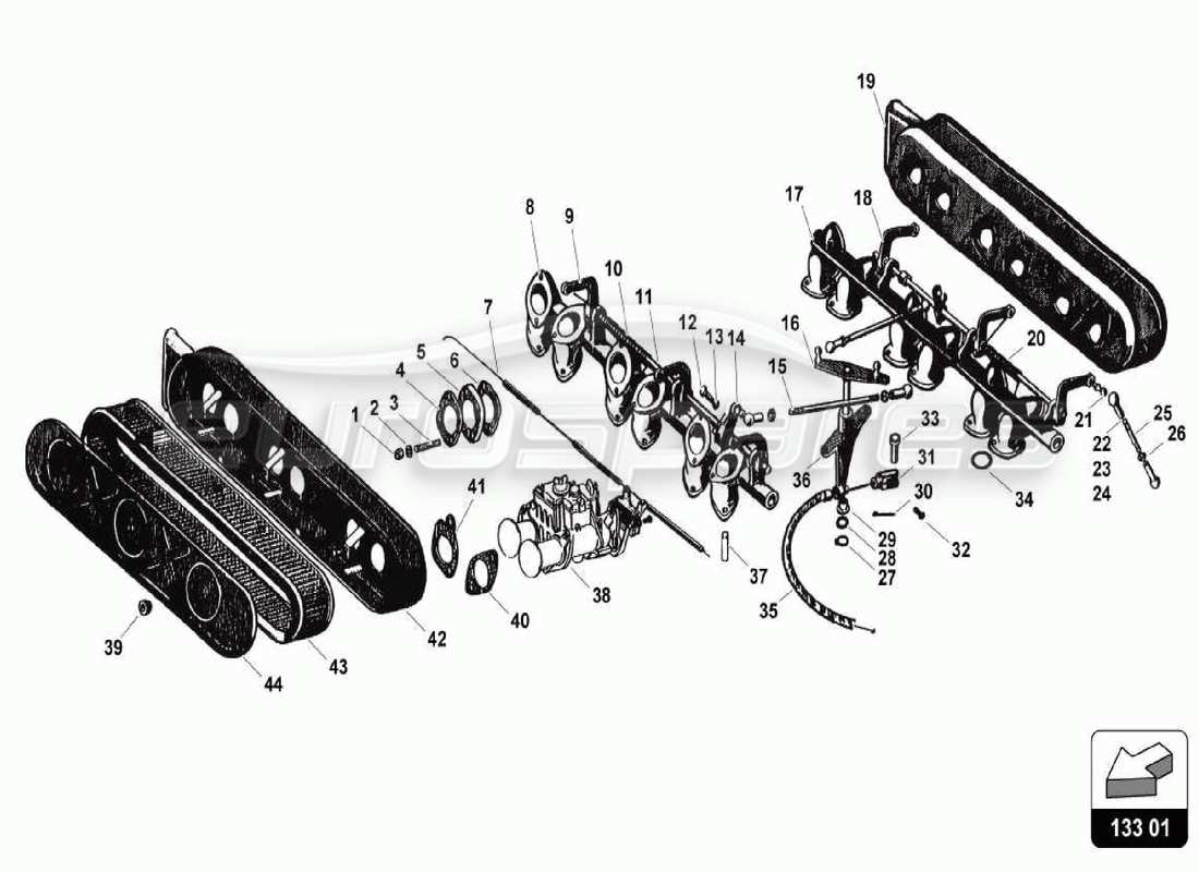 lamborghini 350 gt air filter box part diagram