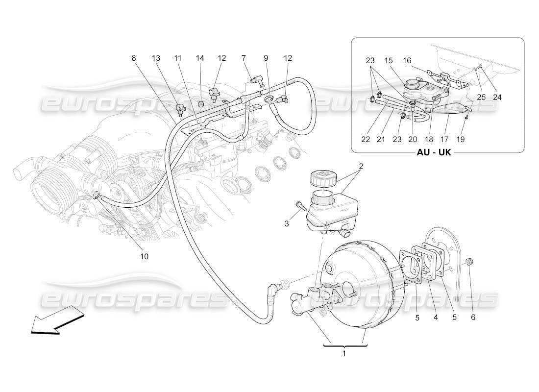 maserati qtp. (2011) 4.7 auto brake servo system part diagram