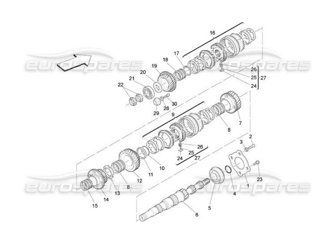 maserati qtp. (2005) 4.2 main shaft gears parts diagram