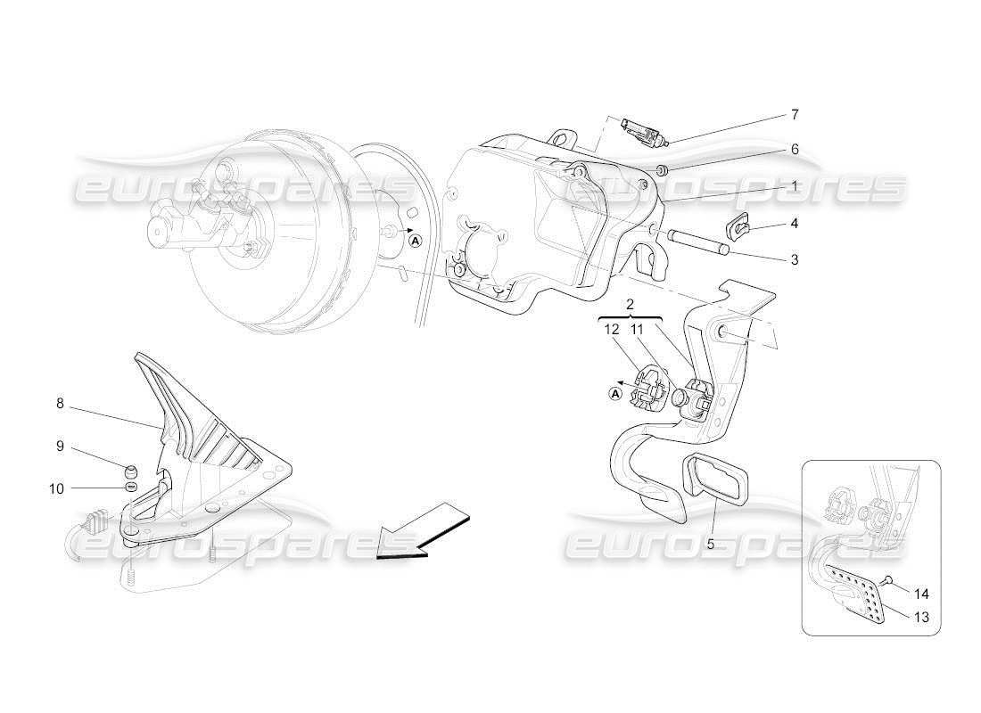 maserati qtp. (2011) 4.7 auto complete pedal board unit part diagram