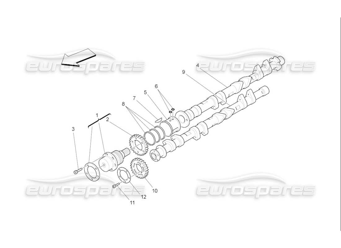 maserati qtp. (2007) 4.2 f1 rh cylinder head camshafts part diagram