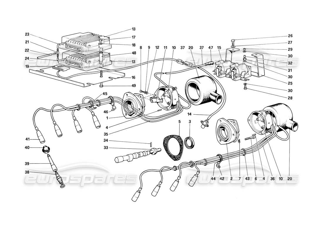 ferrari 308 (1981) gtbi/gtsi engine ignition part diagram