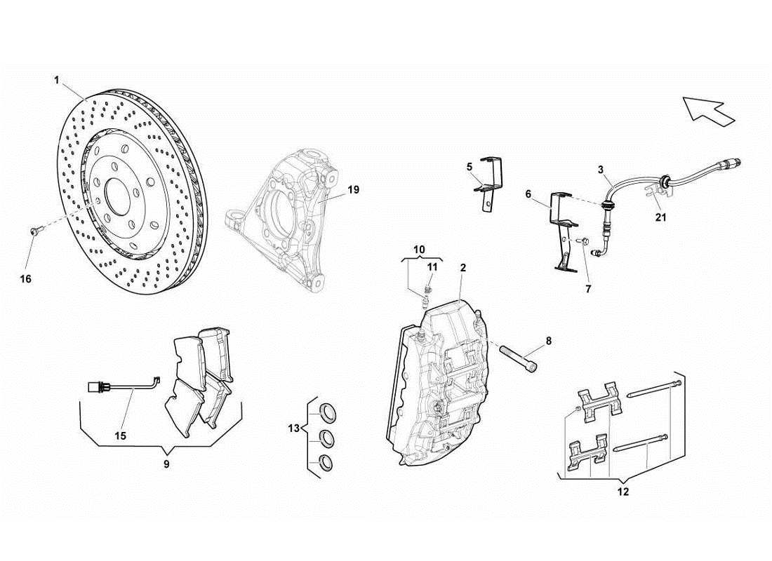 lamborghini gallardo lp570-4s perform front brakes discs std part diagram