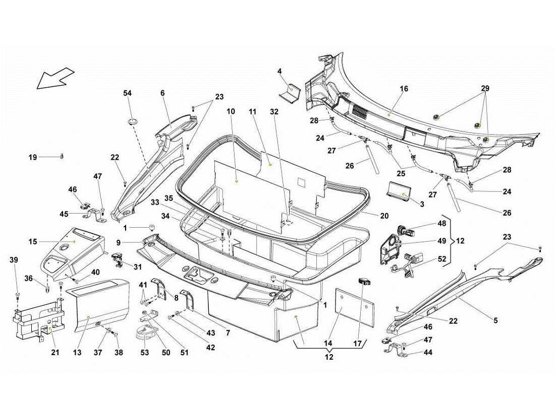 lamborghini gallardo lp570-4s perform luggage boot trims part diagram