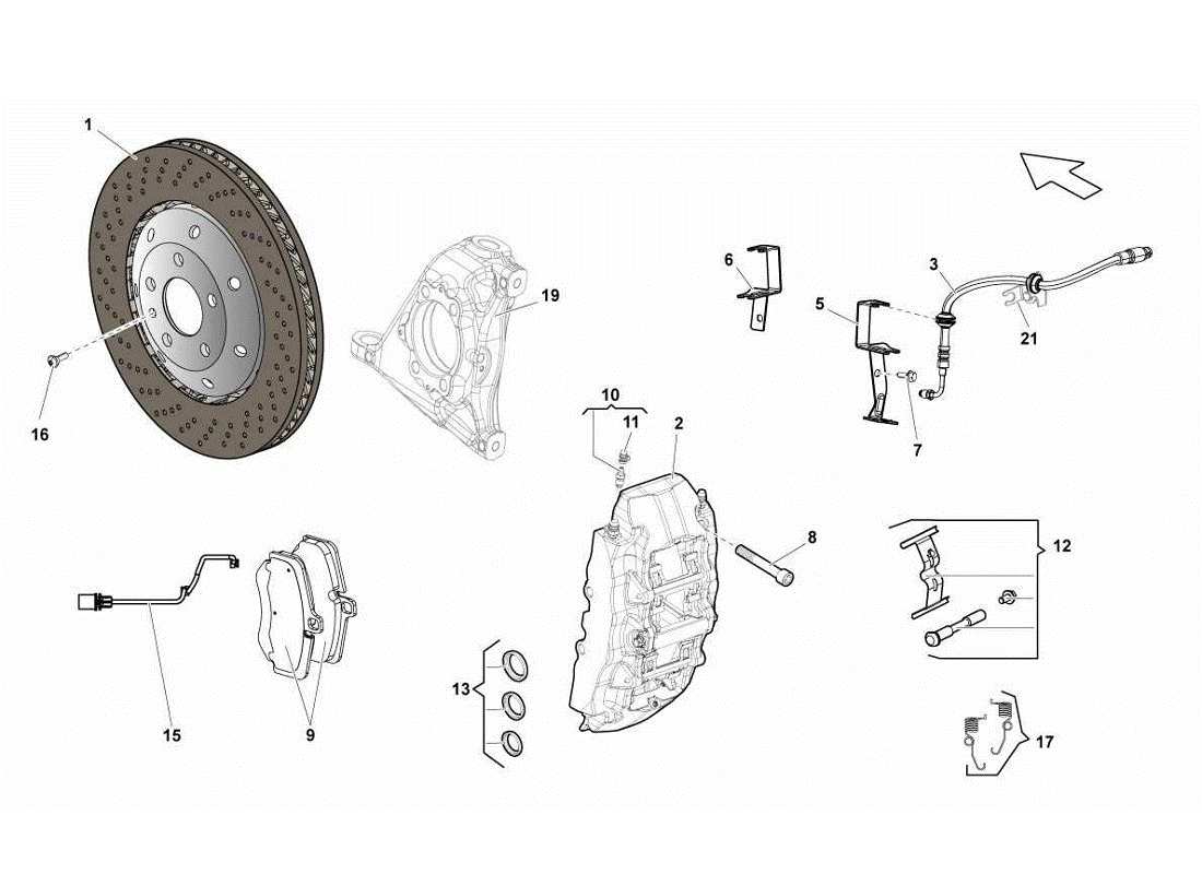 lamborghini gallardo lp570-4s perform front brakes discs ccb part diagram