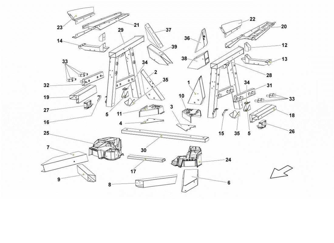 lamborghini gallardo lp570-4s perform rear frame elements part diagram