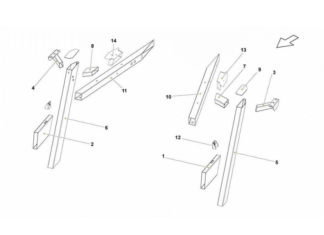 lamborghini gallardo lp570-4s perform rear frame elements part diagram