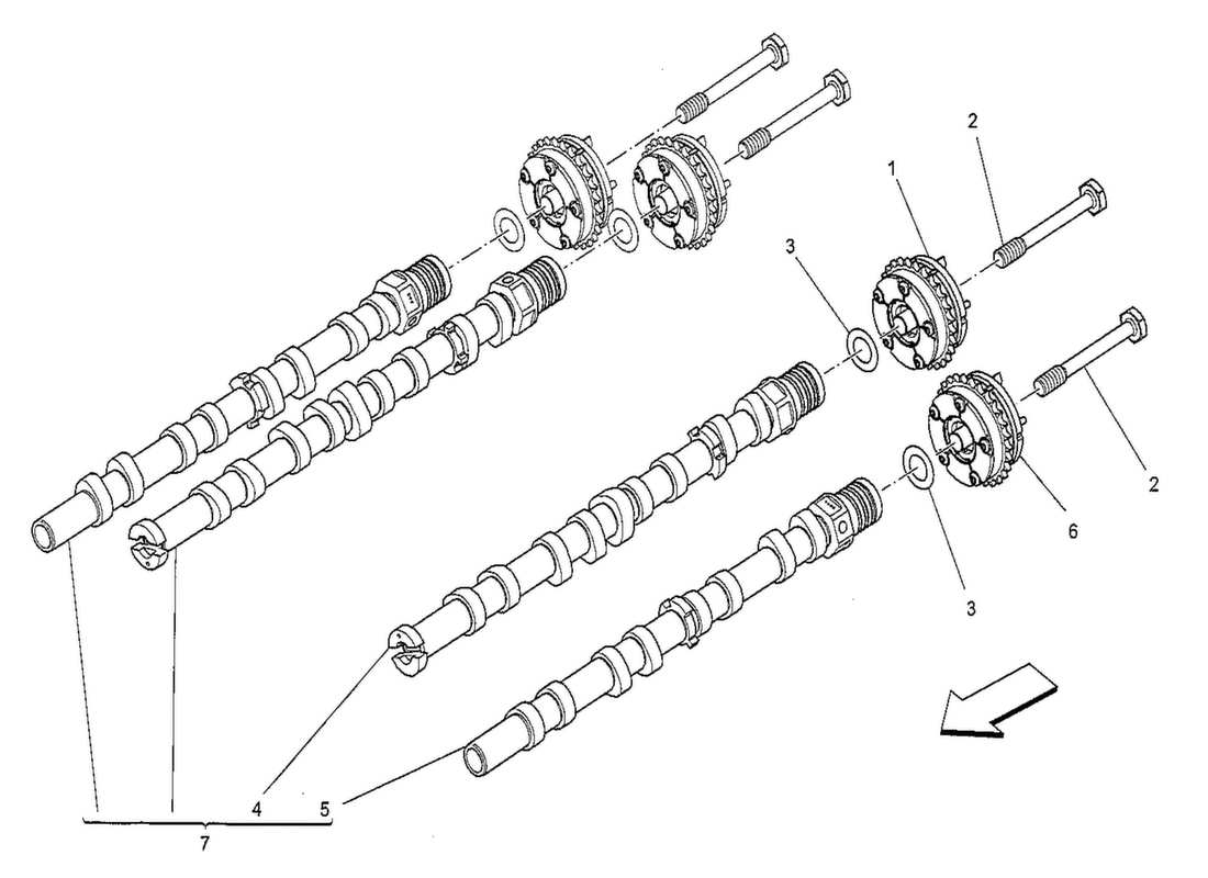 maserati qtp. v8 3.8 530bhp 2014 lh cylinder head camshaft part diagram