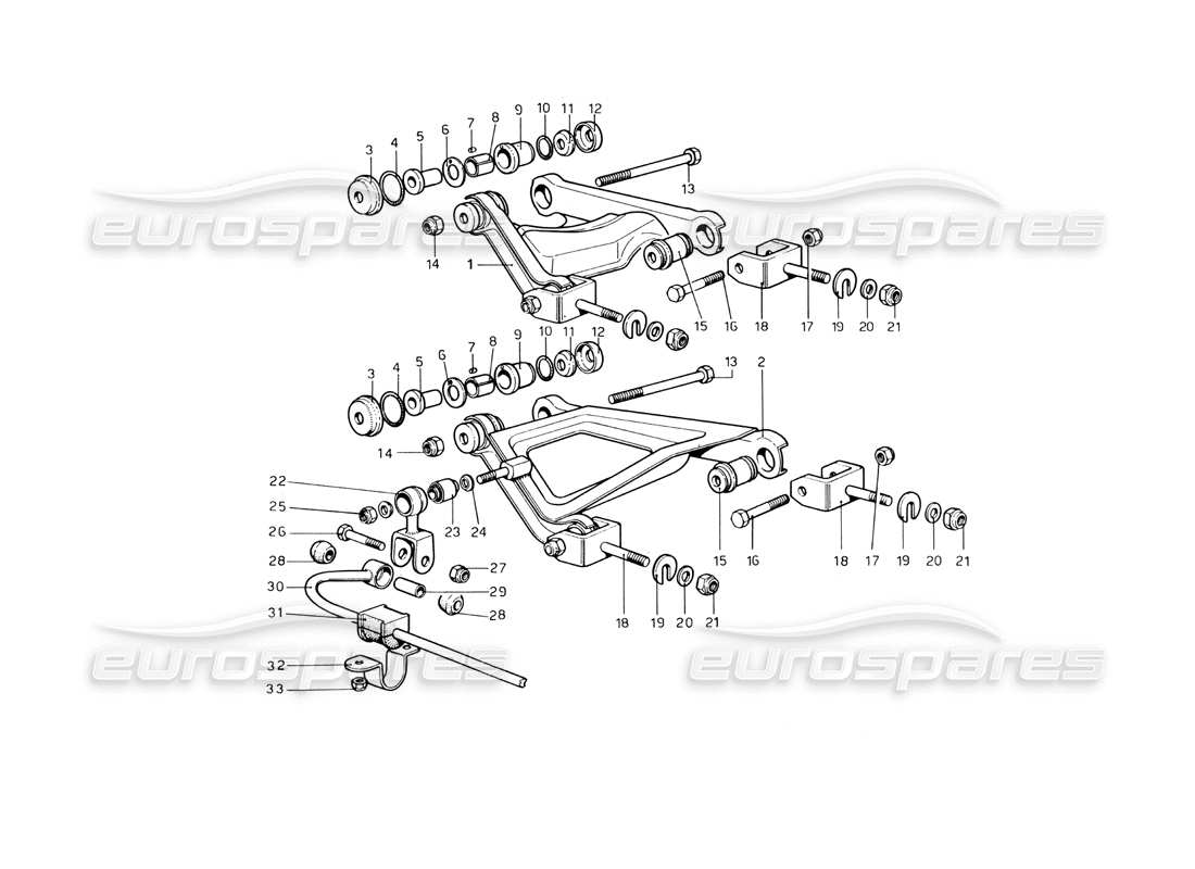 ferrari 246 dino (1975) rear suspension - wishbones part diagram