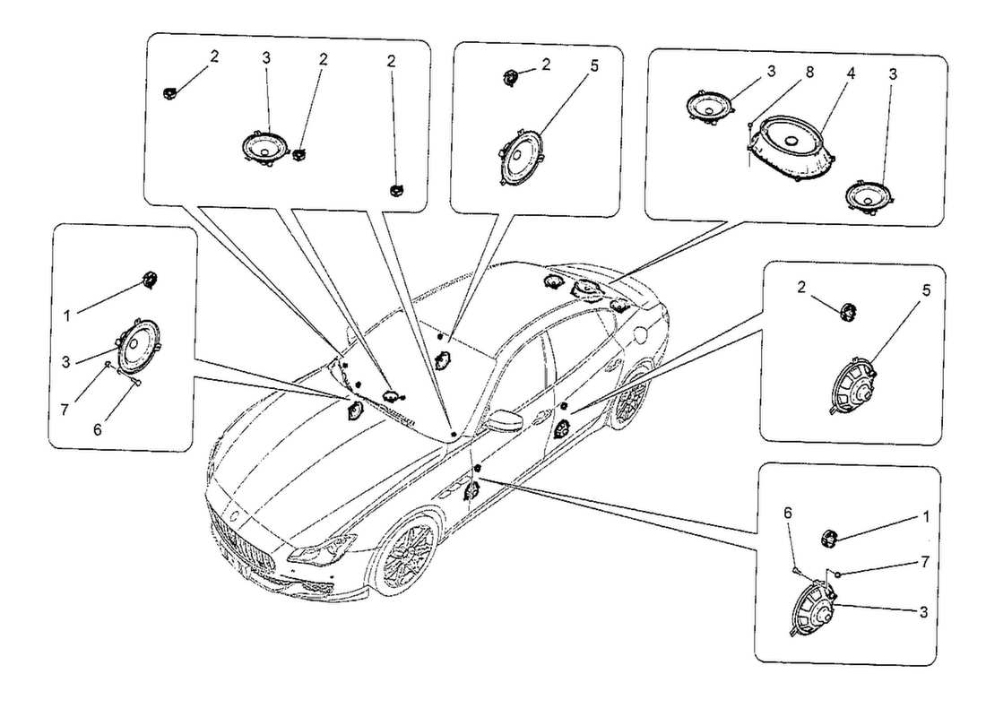 maserati qtp. v8 3.8 530bhp 2014 sound difusion system part diagram