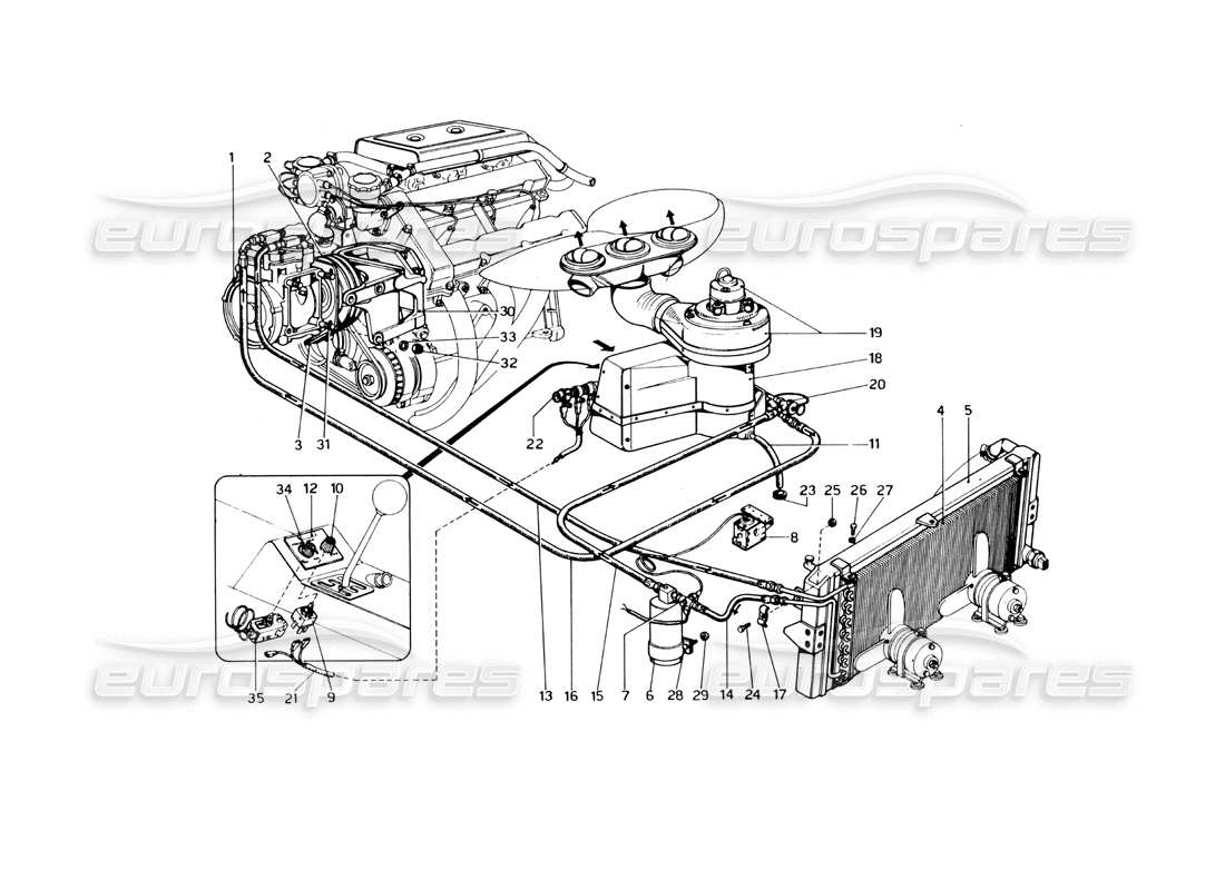 ferrari 246 dino (1975) air conditioning system part diagram