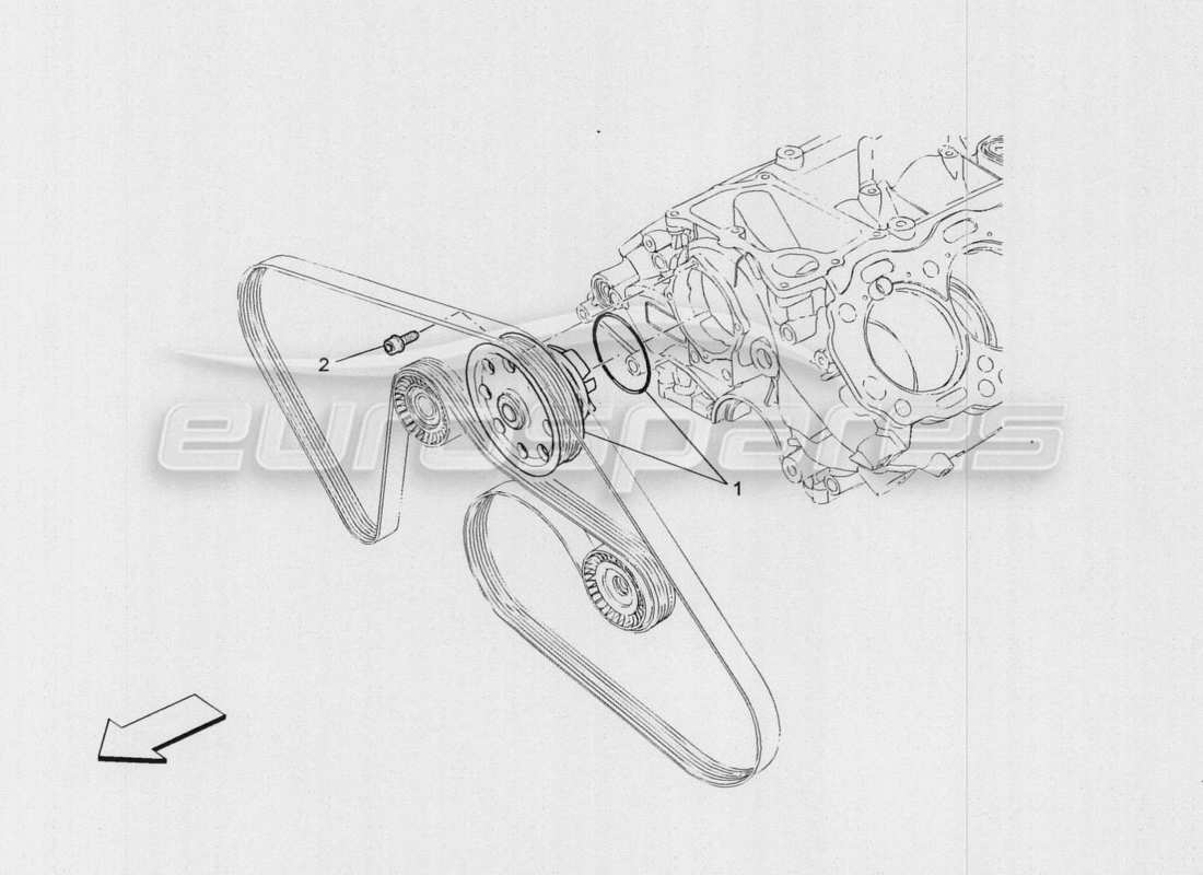 maserati qtp. v8 3.8 530bhp auto 2015 cooling system: water pump part diagram