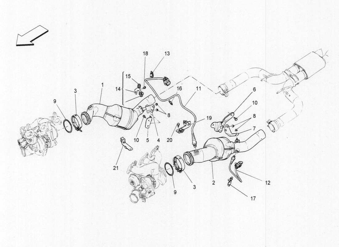 maserati qtp. v6 3.0 bt 410bhp 2015 pre-catalytic converters and catalytic converters part diagram