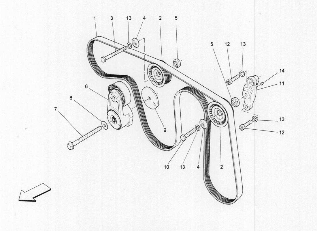 maserati qtp. v6 3.0 bt 410bhp 2015 auxiliary device belts part diagram