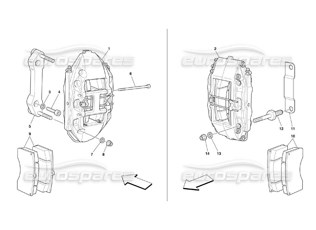 ferrari 360 challenge (2000) calipers for front and rear brakes part diagram