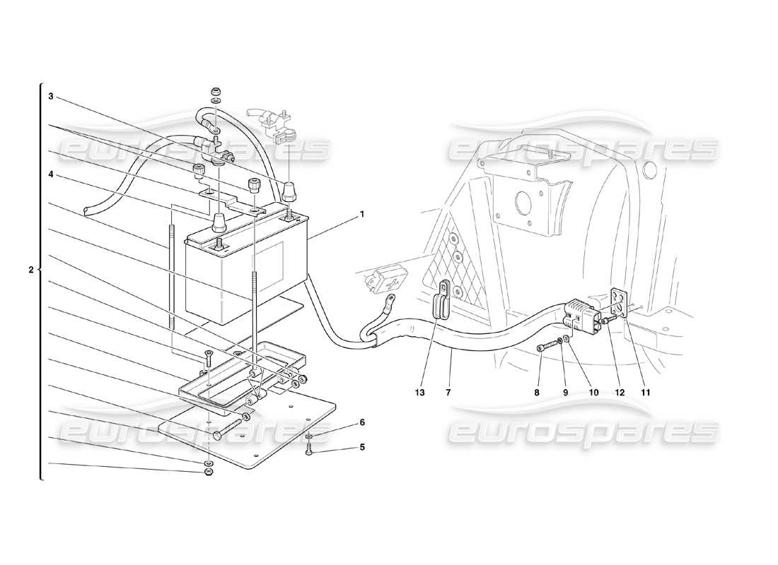 ferrari 360 challenge (2000) battery part diagram