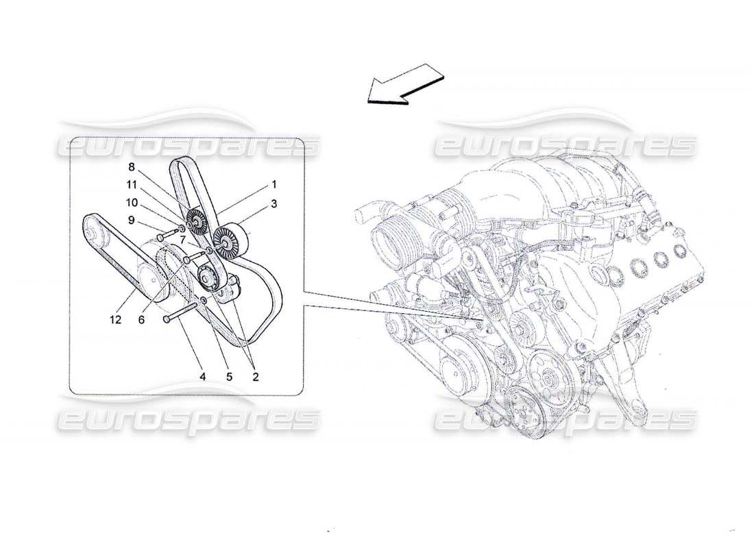 maserati qtp. (2010) 4.7 auxiliary device belts part diagram