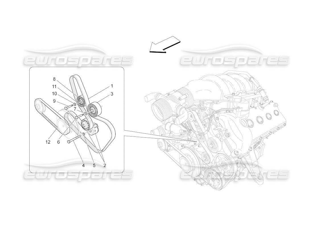 maserati qtp. (2011) 4.2 auto auxiliary device belts part diagram