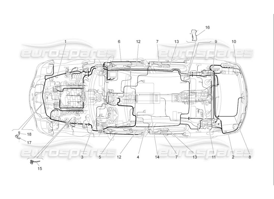 maserati qtp. (2007) 4.2 f1 main wiring part diagram